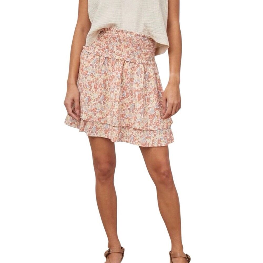 Rails Addison Multi Wildflower High Rise Smocked Waist Mini Skirt Large